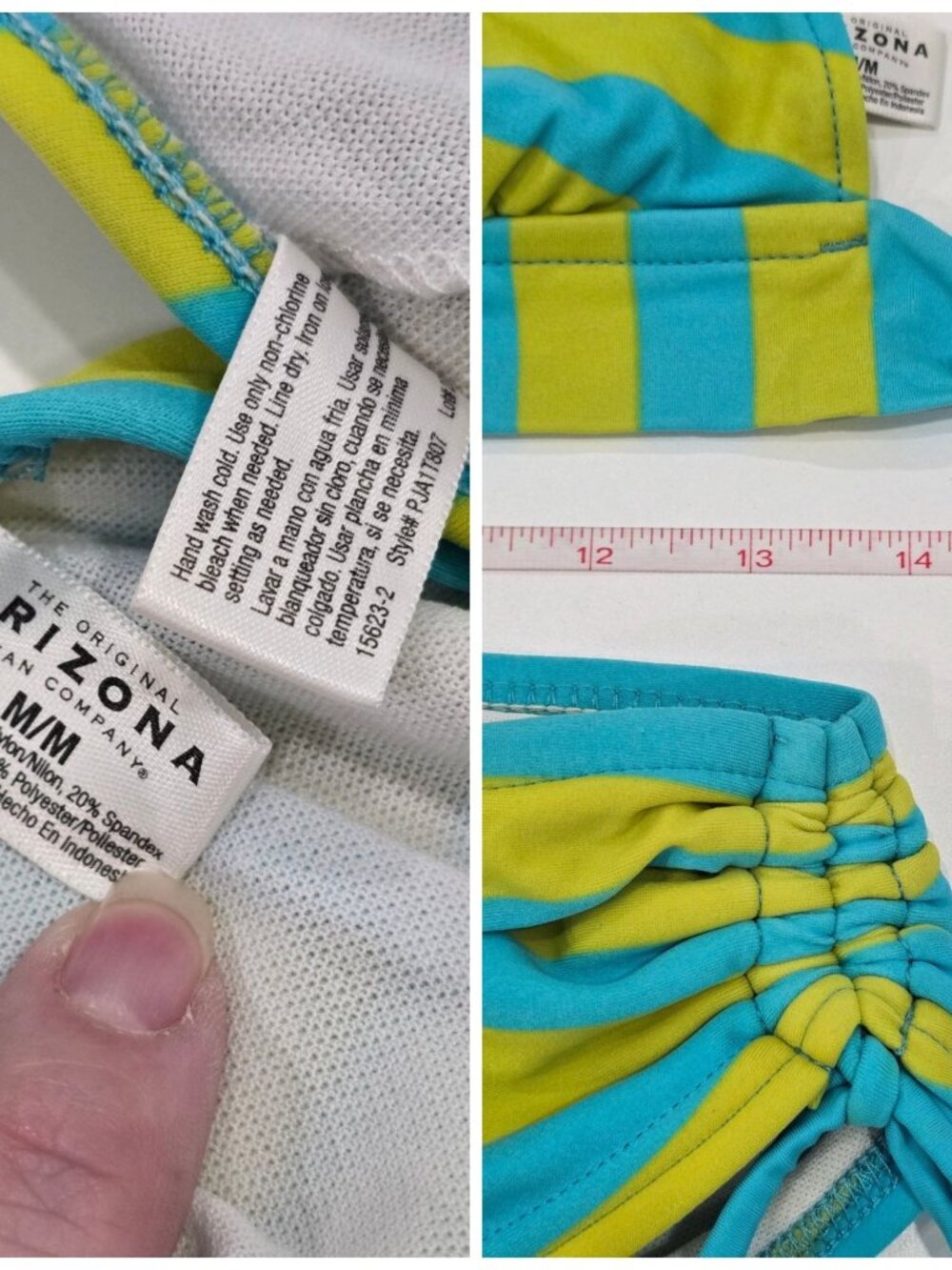 Arizona Jean Co. ✦ Yellow & Blue Striped Floral Bikini Set ✦ Halter Tie-Side M - Picture 7 of 8